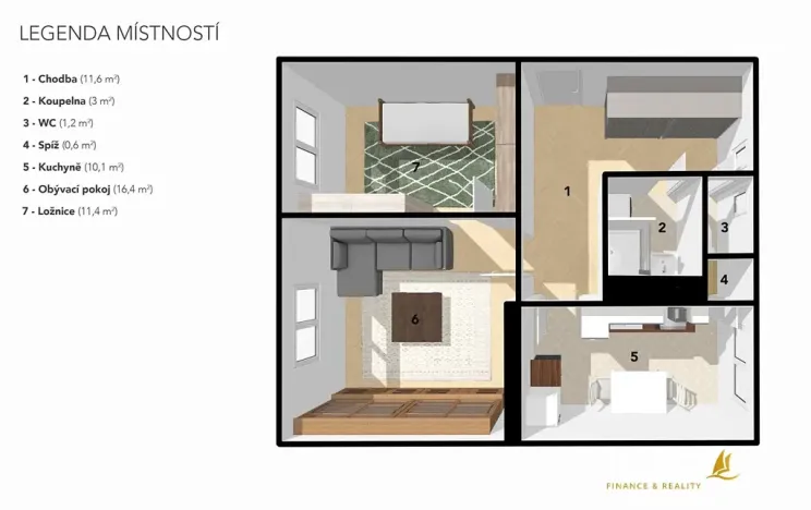 Prodej bytu 2+1, Žlutice, Nádražní, 54 m2