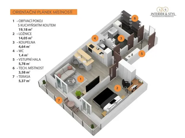 Pronájem bytu 2+kk, Praha, Plzeňská, 52 m2