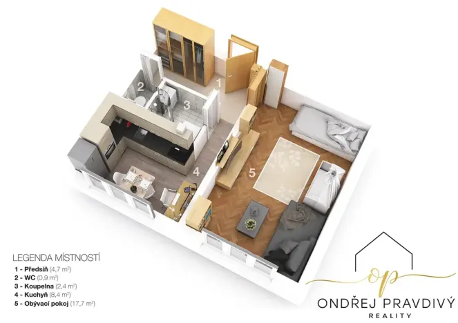 Prodej bytu 1+1, Beroun, Švermova, 34 m2