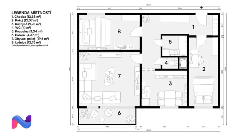 Prodej bytu 3+1, Brno, Spodní, 75 m2