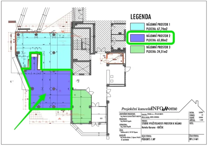 Pronájem kanceláře, Opava, náměstí Republiky, 65 m2