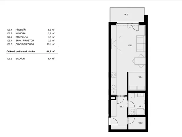 Pronájem bytu 1+kk, Praha - Žižkov, Hartigova, 45 m2