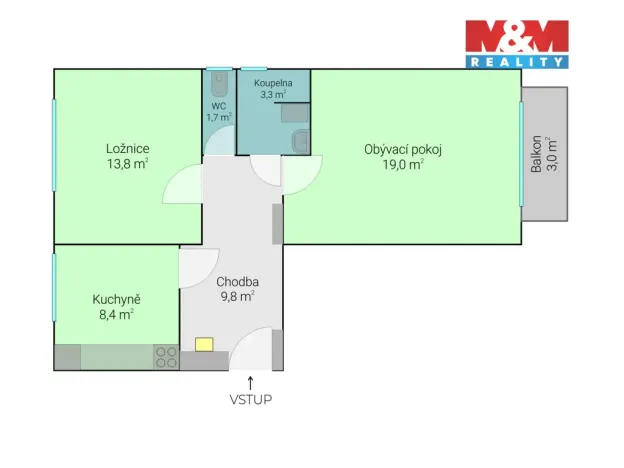Prodej bytu 2+1, Koryčany, Zámecká, 56 m2