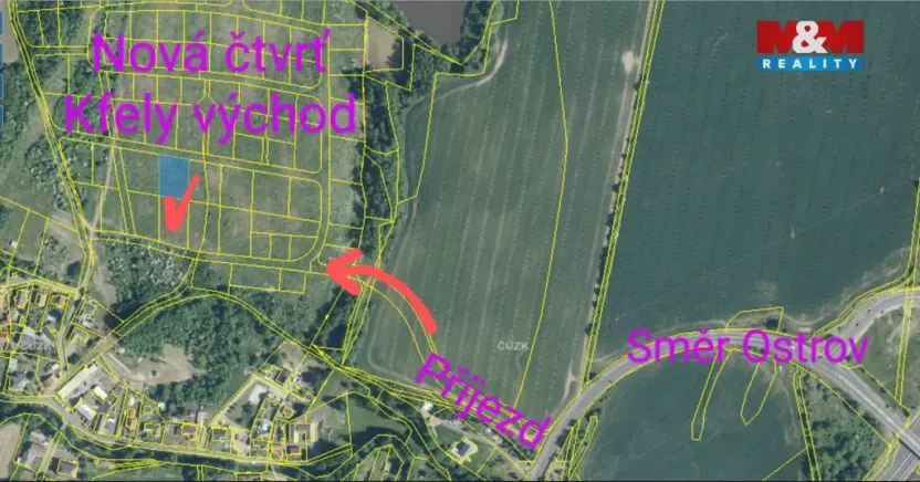 Prodej pozemku pro bydlení, Ostrov - Kfely, 1352 m2