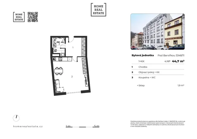 Prodej bytu 1+kk, Praha - Smíchov, Pod Barvířkou, 44 m2