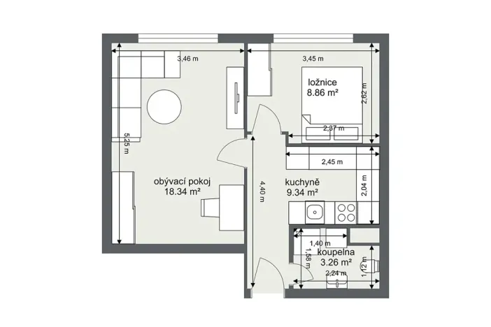 Prodej bytu 2+1, Praha - Kamýk, Písnická, 40 m2
