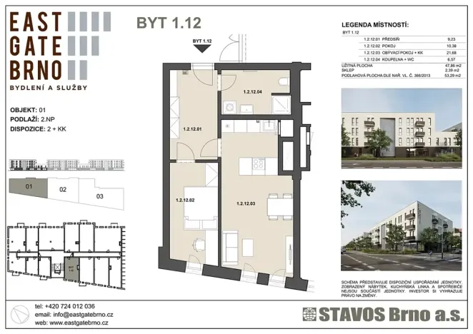Prodej bytu 2+kk, Brno, Řípská, 48 m2