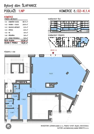 Prodej obchodního prostoru, Šlapanice, Brněnská, 131 m2