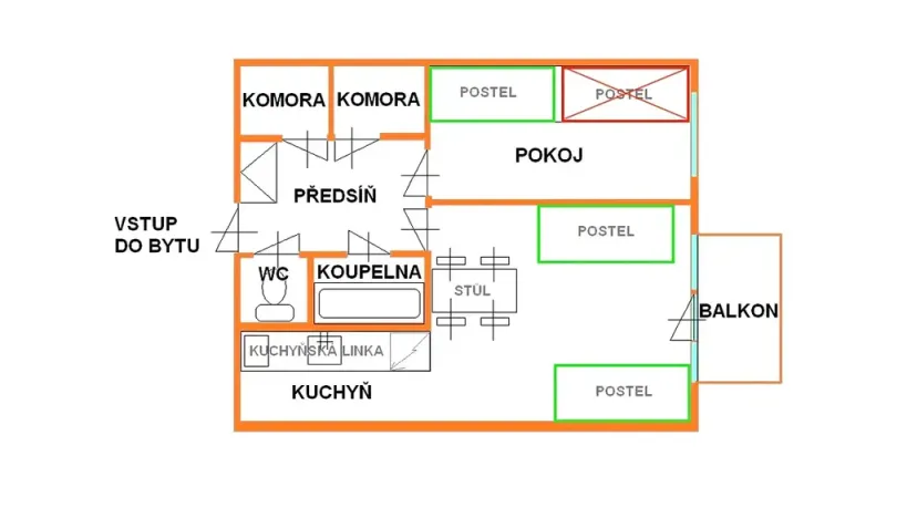 Pronájem bytu 2+kk, Brno, Běloruská, 50 m2