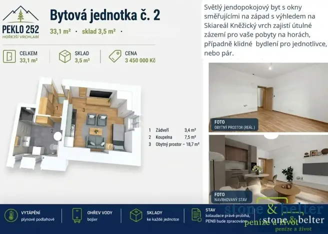 Prodej bytu 1+kk, Vrchlabí, Peklo, 27 m2