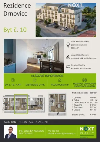 Prodej bytu 2+kk, Drnovice, 66 m2