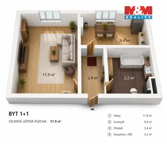 Pronájem bytu 1+1, Náchod, Kladská, 37 m2
