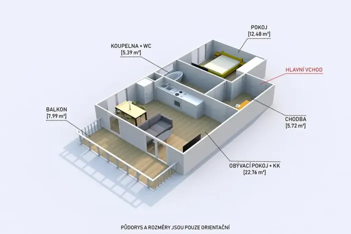 Pronájem bytu 2+kk, Dobřany, Denksteinova, 56 m2