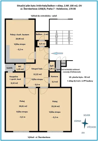 Prodej bytu 3+kk, Praha - Holešovice, Šternberkova, 100 m2
