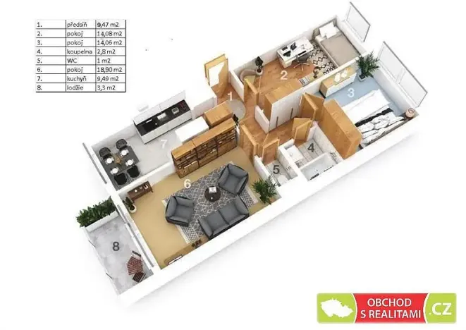 Pronájem bytu 3+1, Praha - Háje, Květnového vítězství, 77 m2