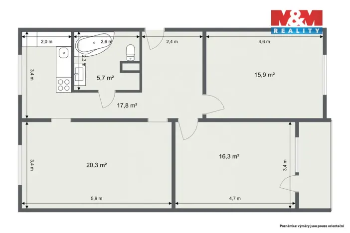 Prodej bytu 3+1, Horní Slavkov, Dlouhá, 76 m2