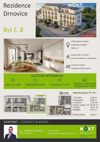 Prodej bytu 3+kk, Drnovice, 78 m2