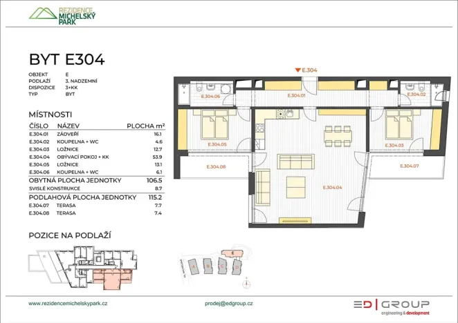 Pronájem bytu 3+kk, Praha - Michle, Michelská, 115 m2