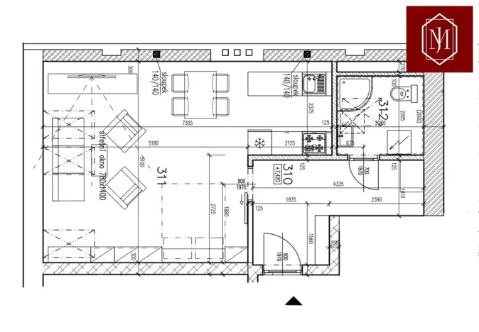 Pronájem bytu 1+kk, Třebíč, Bráfova tř., 42 m2