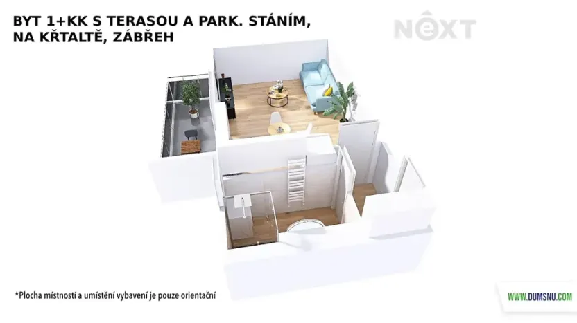 Pronájem bytu 1+kk, Zábřeh, Na Křtaltě, 30 m2