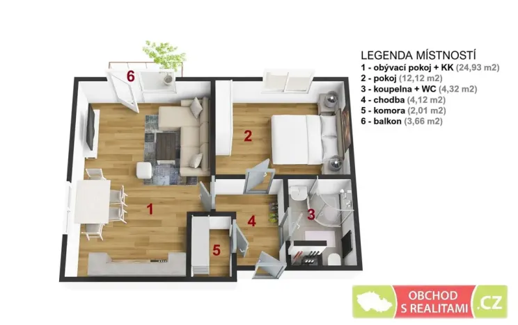 Pronájem bytu 2+kk, Kostelec nad Černými lesy, 48 m2