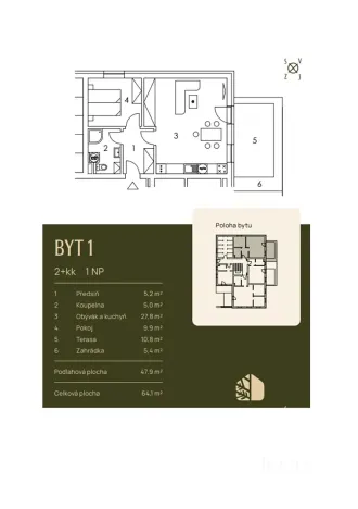 Prodej bytu 1+kk, Lenora, 29 m2