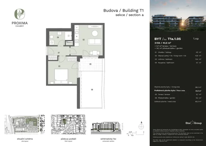 Prodej bytu 2+kk, Praha - Dolní Chabry, Dvorní, 42 m2
