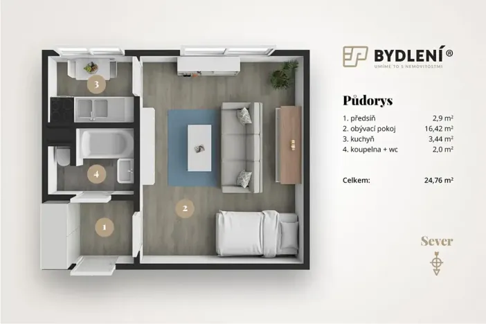 Prodej bytu 1+kk, Teplice, Hlávkova, 26 m2