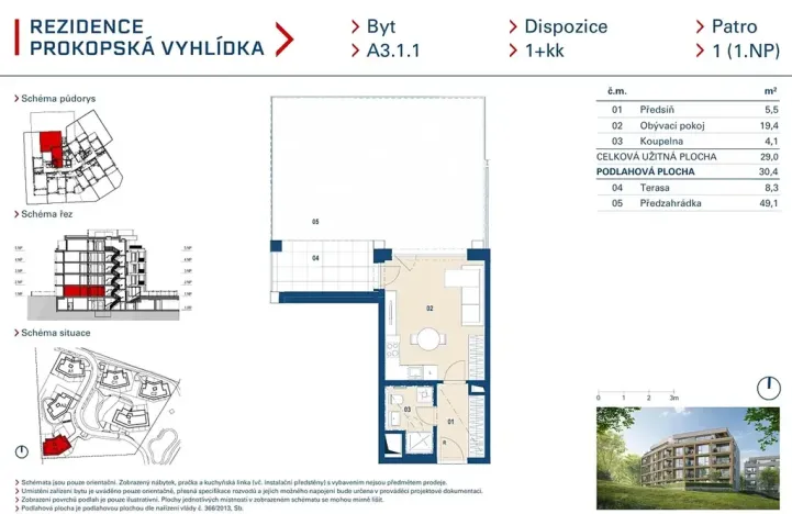 Prodej bytu 1+kk, Praha - Jinonice, Radlická, 29 m2