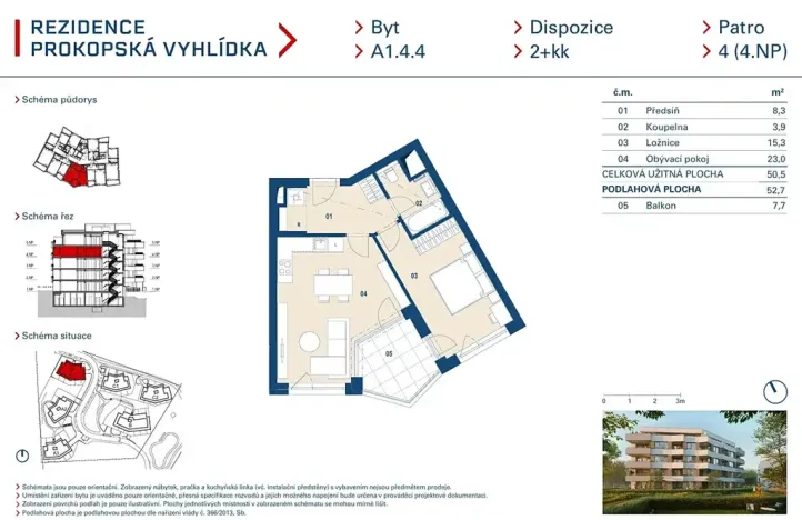 Prodej bytu 2+kk, Praha - Jinonice, Radlická, 50 m2