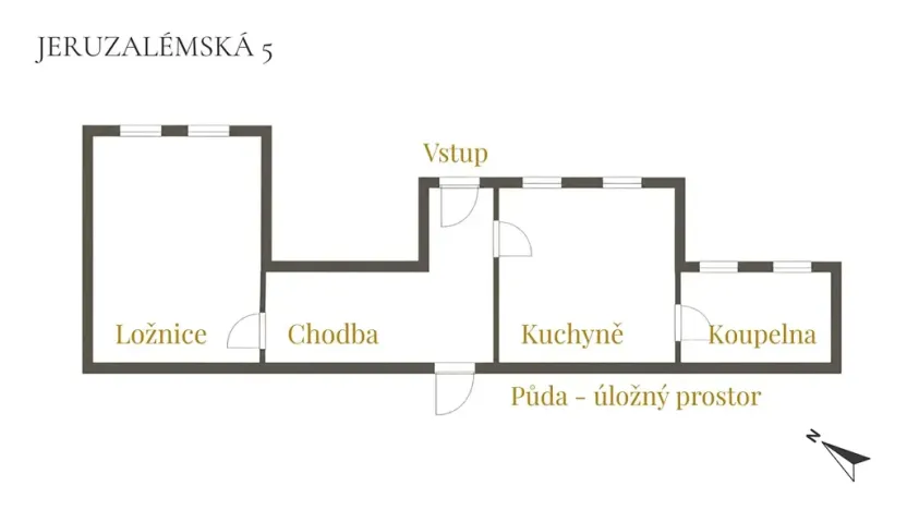 Prodej bytu 2+kk, Praha - Nové Město, Jeruzalémská, 43 m2