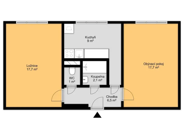 Pronájem bytu 2+1, Kralupy nad Vltavou - Lobeček, Štefánikova, 56 m2