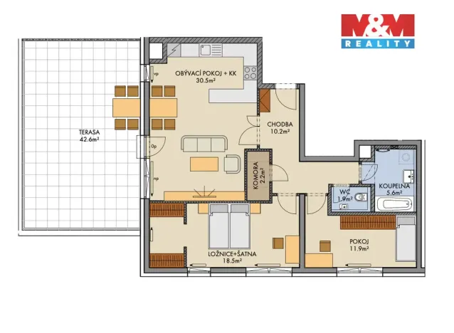 Pronájem bytu 3+kk, Praha - Vysočany, Pod Harfou, 127 m2