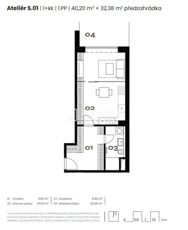 Prodej bytu 1+kk, Praha - Holešovice, Vinařská, 41 m2