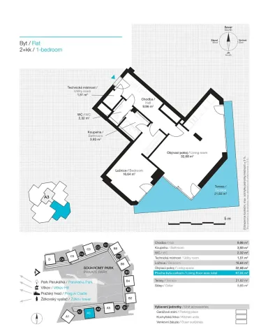 Pronájem bytu 2+kk, Praha - Žižkov, Pitterova, 67 m2
