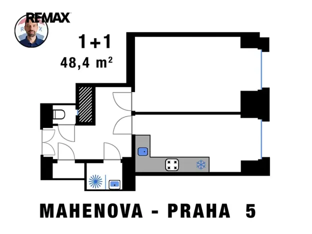 Pronájem bytu 1+1, Praha - Košíře, Mahenova, 48 m2