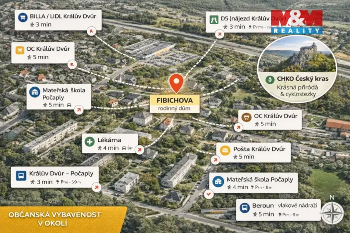 Prodej rodinného domu, Králův Dvůr, Fibichova, 97 m2