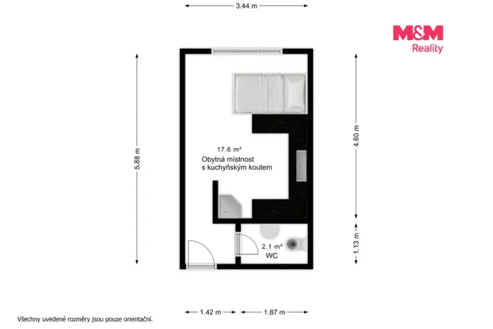 Pronájem bytu 1+kk, Kdyně, Markova, 20 m2