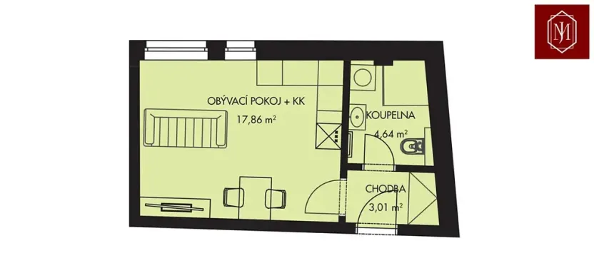 Pronájem bytu 1+kk, Třešť, Wolkerova, 26 m2