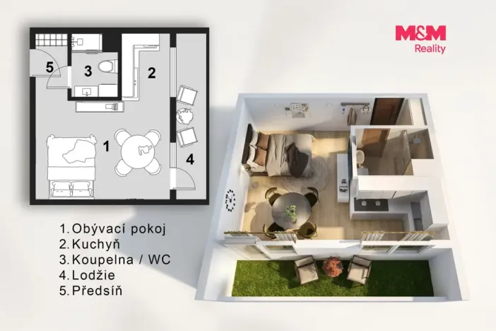 Prodej bytu 1+kk, Slaný, Všehlušická, 26 m2