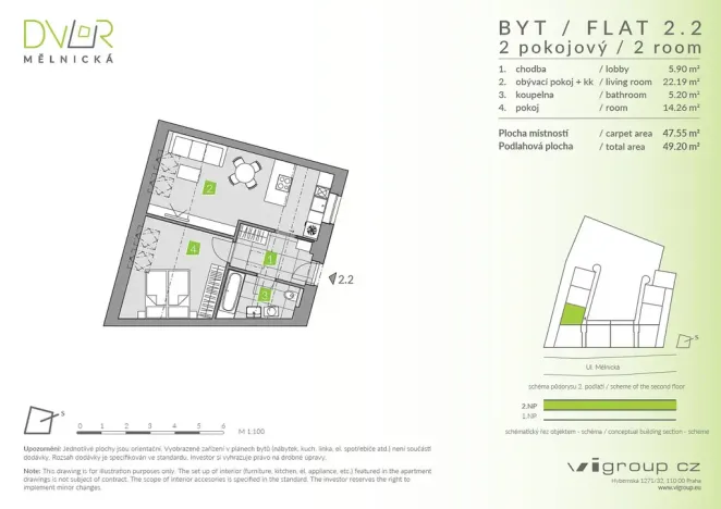 Prodej bytu 2+kk, Brandýs nad Labem-Stará Boleslav - Stará Boleslav, Mělnická, 48 m2