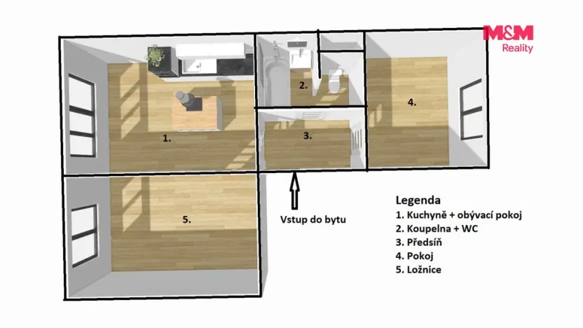 Pronájem bytu 3+kk, Příbram - Příbram VII, Politických vězňů, 53 m2