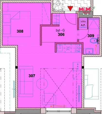 Pronájem bytu 1+kk, Slaný, Wilsonova, 38 m2