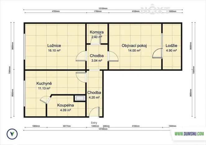 Prodej bytu 2+1, Mohelnice, nám. Kosmonautů, 56 m2