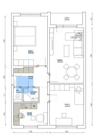 Pronájem bytu 3+1, Praha - Vokovice, Jemenská, 71 m2