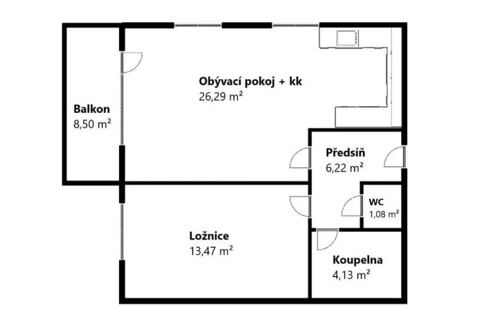 Pronájem bytu 2+kk, Praha - Háje, Loosova, 51 m2