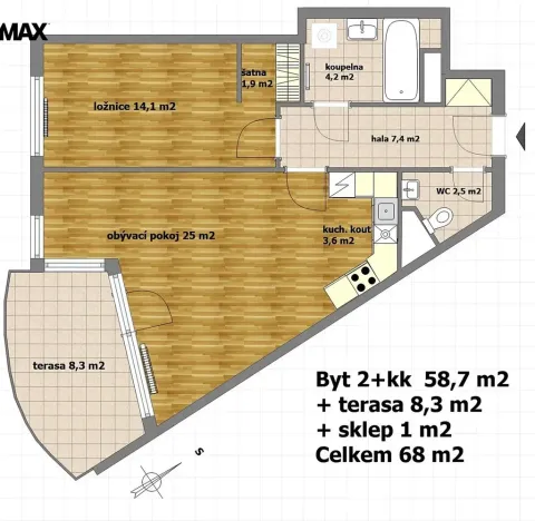 Pronájem bytu 2+kk, Praha - Stodůlky, Melodická, 59 m2