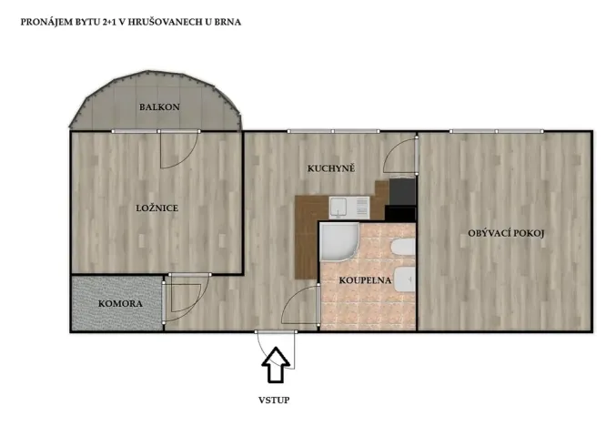 Pronájem bytu 2+1, Hrušovany u Brna, Sídliště, 58 m2