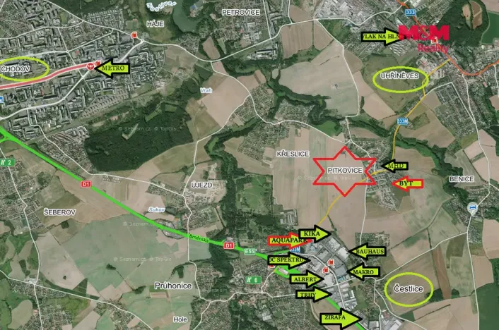 Pronájem bytu 2+kk, Praha - Pitkovice, Penízovková, 58 m2