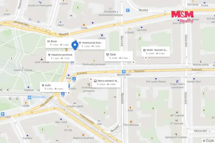 Pronájem kanceláře, Praha - Vinohrady, náměstí Míru, 60 m2